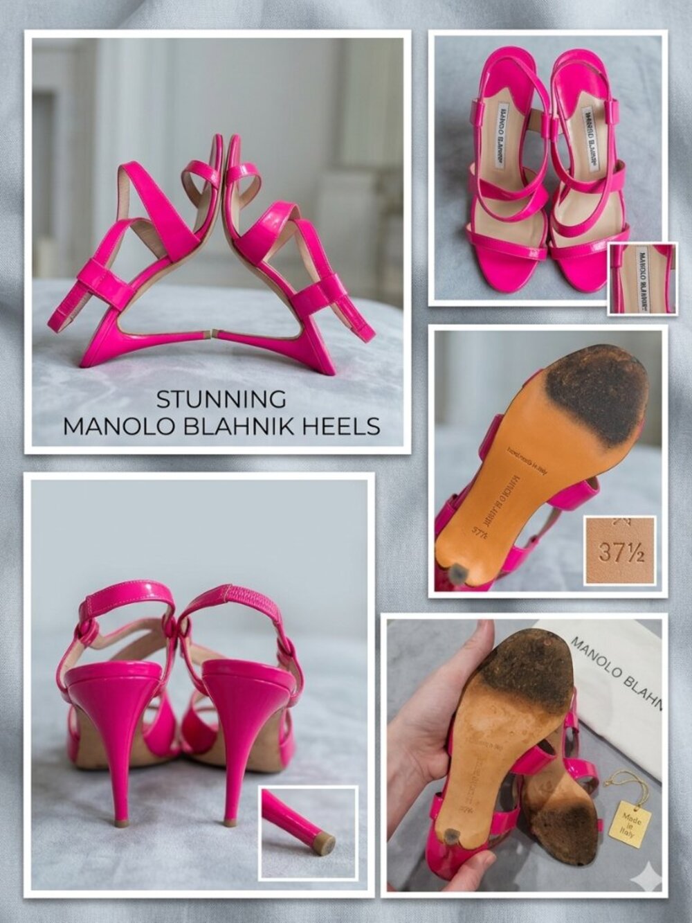 Manolo Blahnik Hot Pink Strappy Heeled Sandals